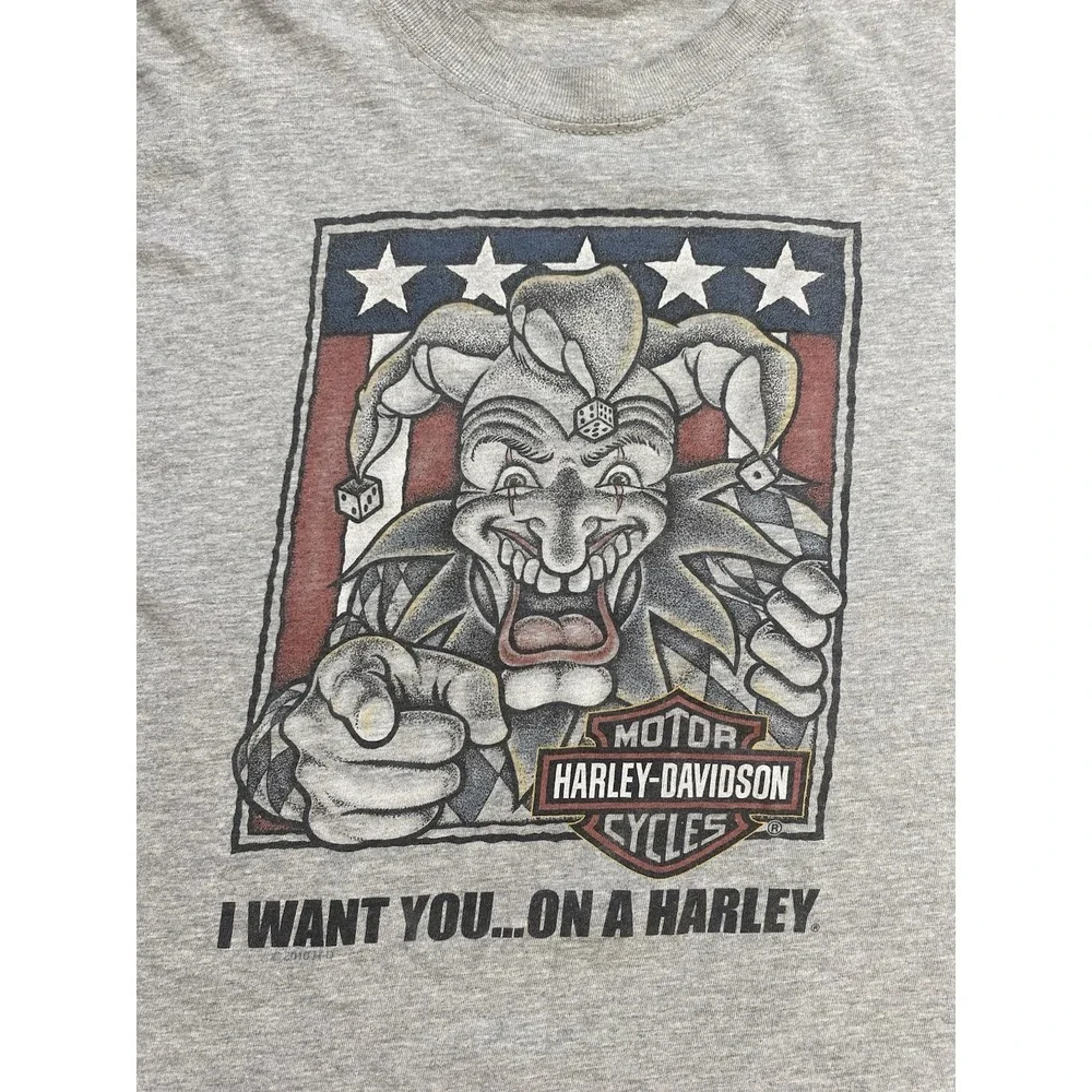 Vintage Y2K Harley Davidson USA Jester Clown Joker Faded T Shirt Size XL